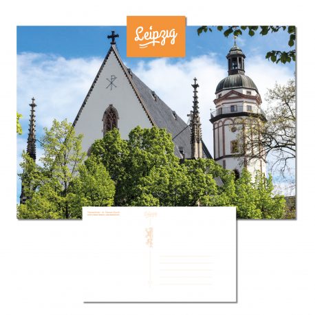 Thomaskirche im Frühling als Postkarte.