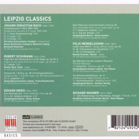 CD Leipzig Classics mit J.S. Bach, Schumann, Grieg, Mendelssohn, Wagner ( Rückseite)